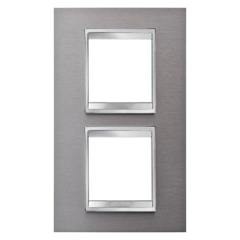 LUX International 2+2 gang vertical plate - Brushed Stainless Steel