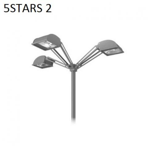 Triple 5STARS2 pole top fitting and outreach arms at 90° for Ø60-76mm poles 