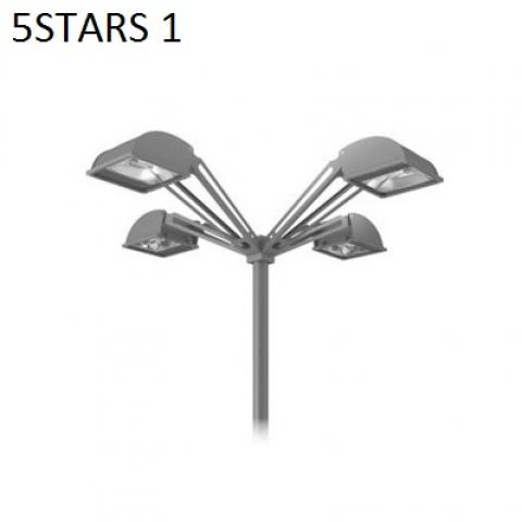 4x 5STARS1 pole top fitting and outreach arms at 90° for Ø60-76mm poles 