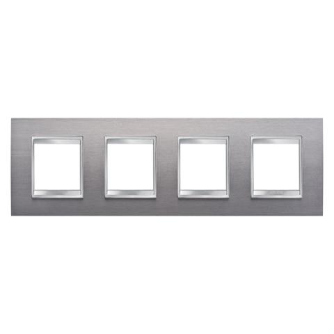 LUX International 2+2+2+2 gang horizontal plate - Brushed Stainless Steel