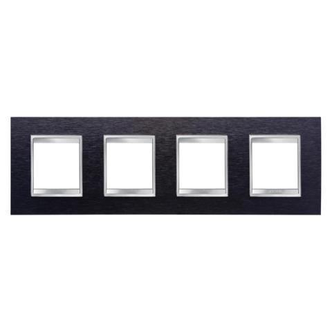 LUX International 2+2+2+2 gang horizontal plate - Black Aluminium