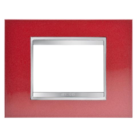 Lux plate - 3 gang - Metal - Glamour Red