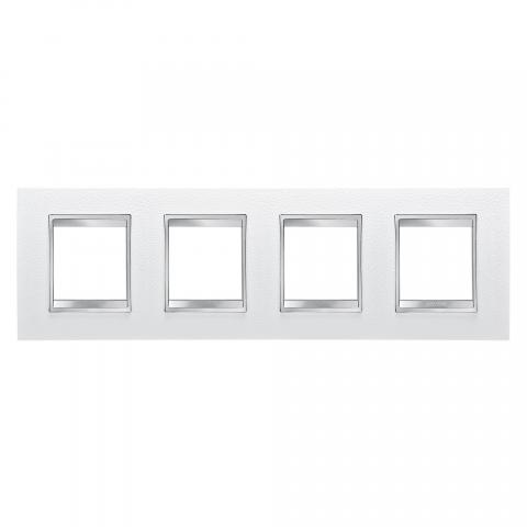 LUX International 2+2+2+2 gang horizontal plate - Leather - White