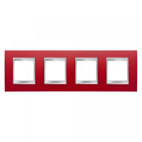 LUX International 2+2+2+2 gang horizontal plate - Leather - Ruby