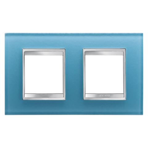 Рамка LUX International 2+2 хоризонтална - стъкло - Aquamarine