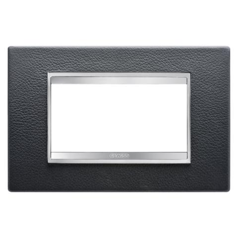 LUX plate - 4 gang - Leather - Black