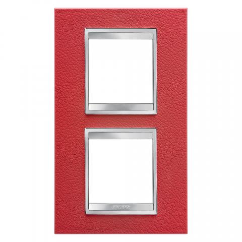 LUX International 2+2 gang vertical plate - Leather - Ruby