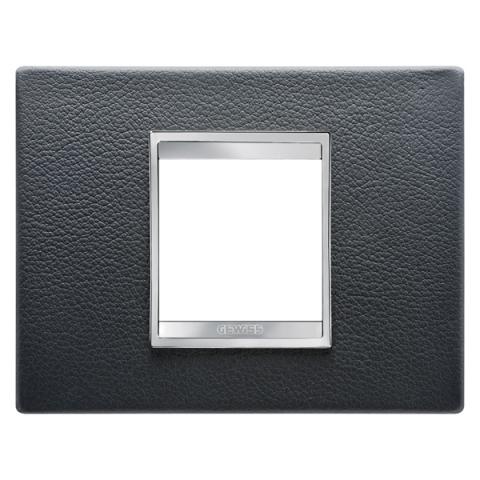 LUX plate - 2 gang - Leather - Black