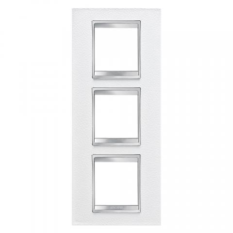 LUX International 2+2+2 gang vertical plate - Leather - White
