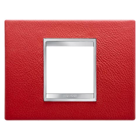 LUX plate - 2 gang- Leather - Ruby