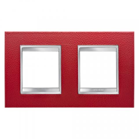 LUX International 2+2 gang horizontal plate - Leather - Ruby