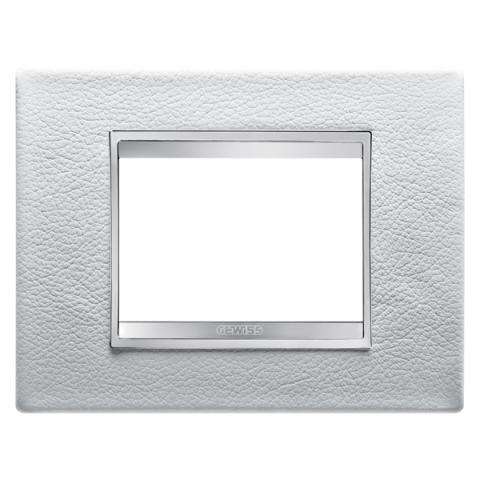 LUX plate - 3 gang - Leather - White