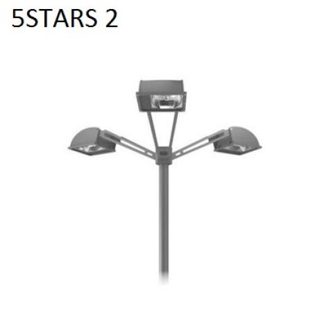 Triple 5STARS2 pole top fitting and outreach arms at 120° for Ø60-76mm poles 
