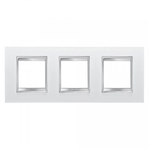 LUX International 2+2+2 gang horizontal plate - Leather - White
