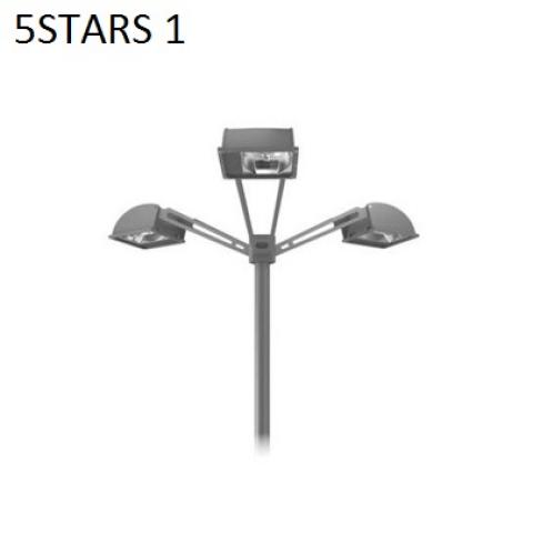 Triple 5STARS1 pole top fitting and outreach arms at 120° for Ø60-76mm poles 