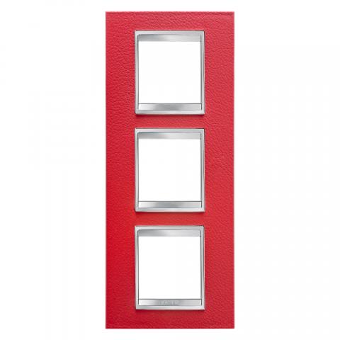 LUX International 2+2+2 gang vertical plate - Leather - Ruby
