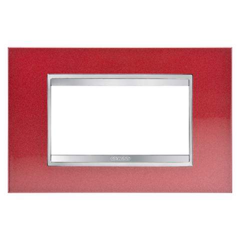 LUX plate - 4 gang - Metal - Glamour Red