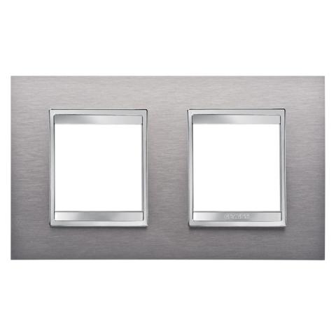 LUX International 2+2 gang horizontal plate - Brushed Stainless Steel