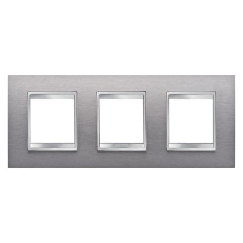 LUX International 2+2+2 gang horizontal plate - Brushed Stainless Steel