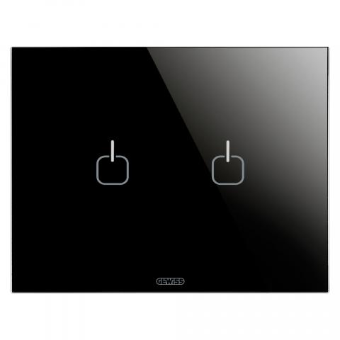 PLATE Ice Touch - 2 Symbols - Glass - Black